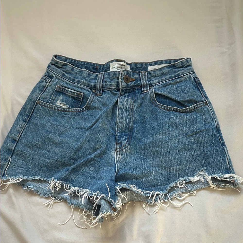 Cotton On Blue Jean Shorts with Frayed Hem